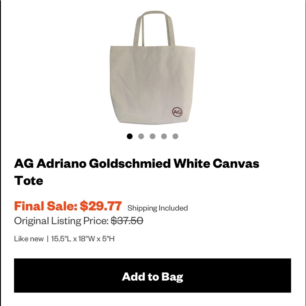 AG Adriano Gildschmied white canvas tote.‎ - Picture 2 of 2